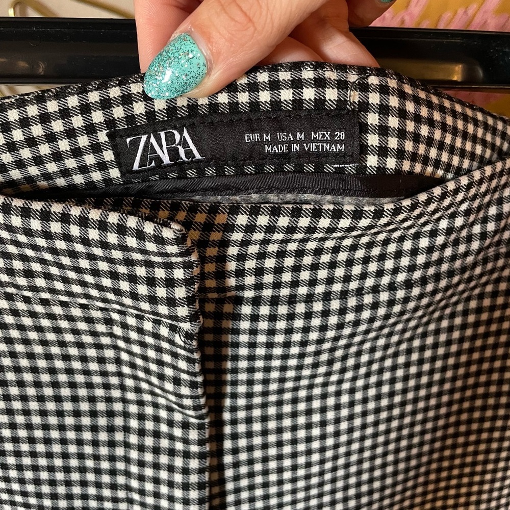Zara Gingham Stretch Crop Pant - Picture 4 of 10